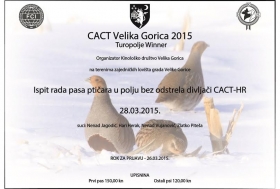 Poziv na Nacionalni ispit rada pasa ptičara, CACT - HR Velika Gorica 2015